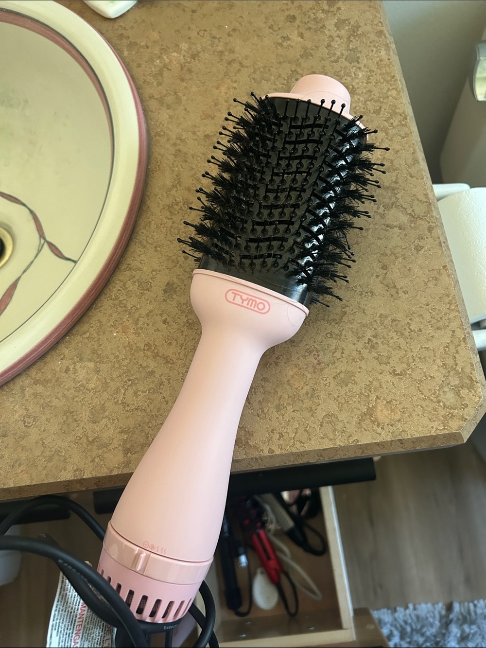 Pink Round Hot Air Brush - Smooth Styling for Women